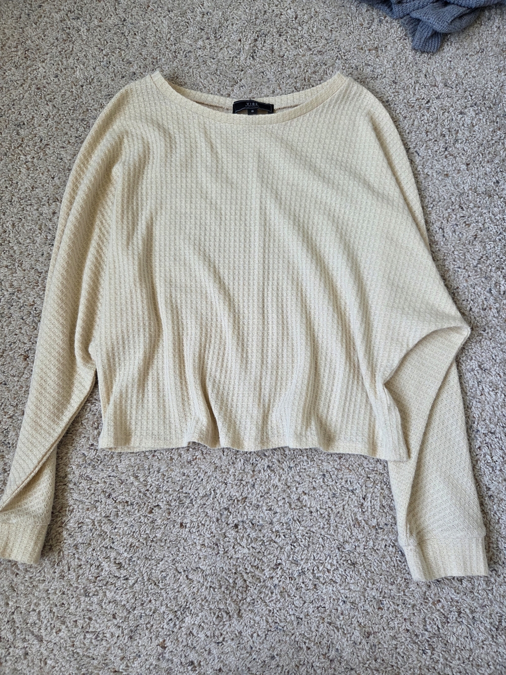 Vibe Cream Waffle Knit Pullover